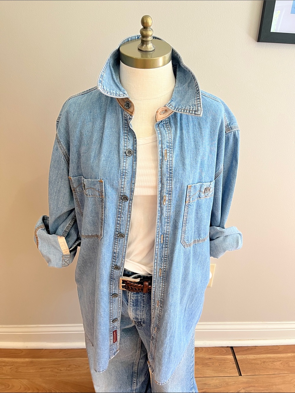 The Territory Ahead 2000’s denim short with leather trim size M Men’s